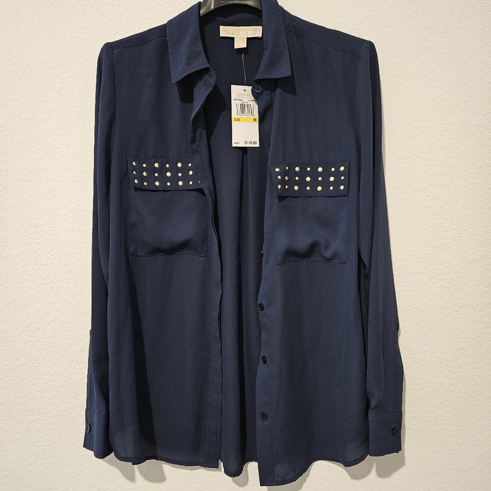 Michael Kors Embellished Button Up Size Medium NWT